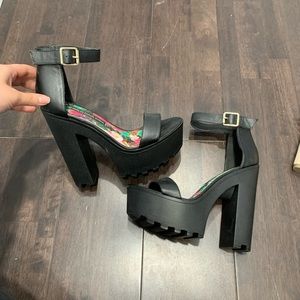 Chunky strappy high heels